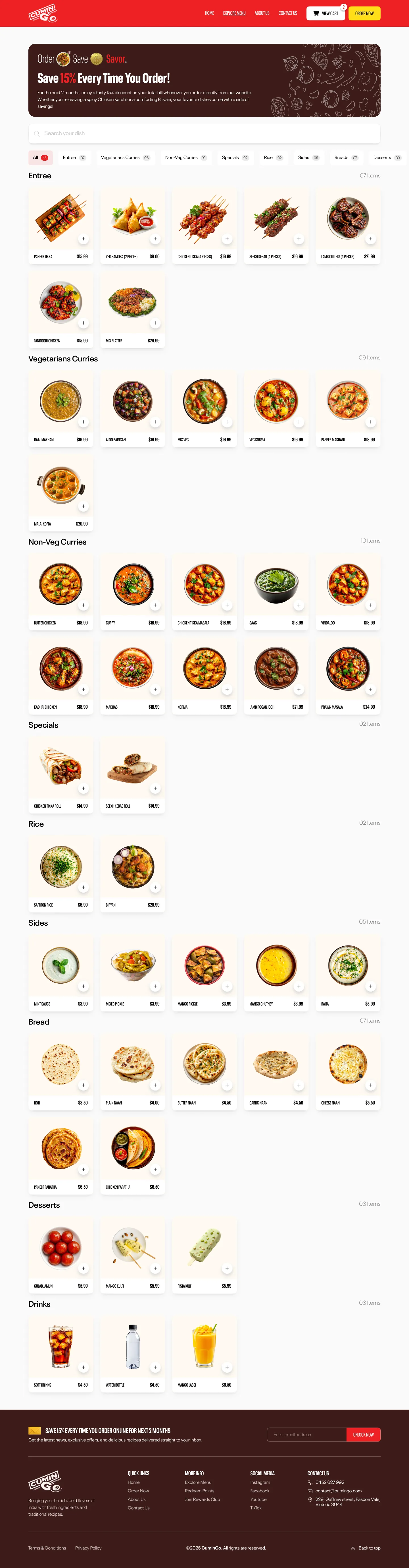 CuminGo explore menu