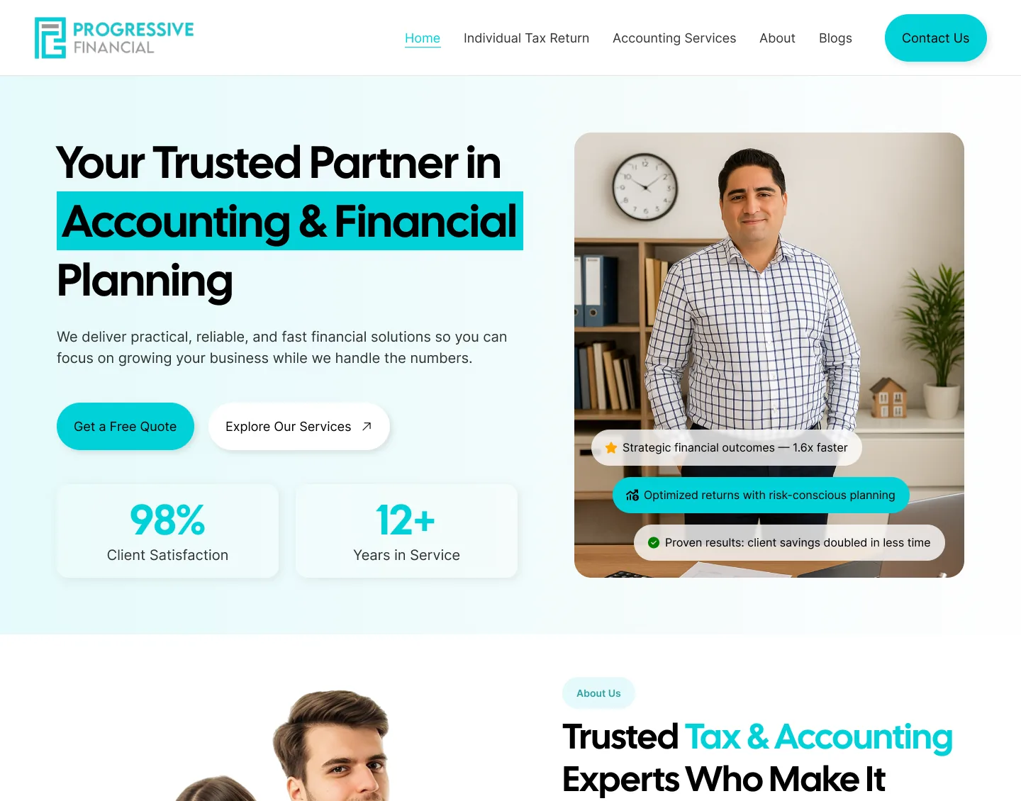 Progressive Financial website design