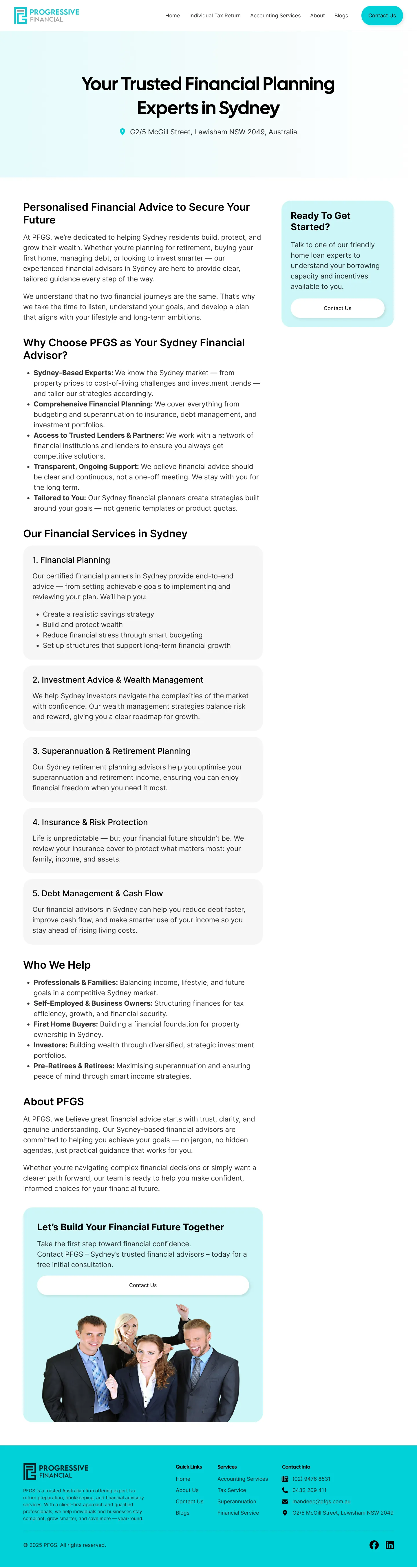 Progressive Financial location page: sydney