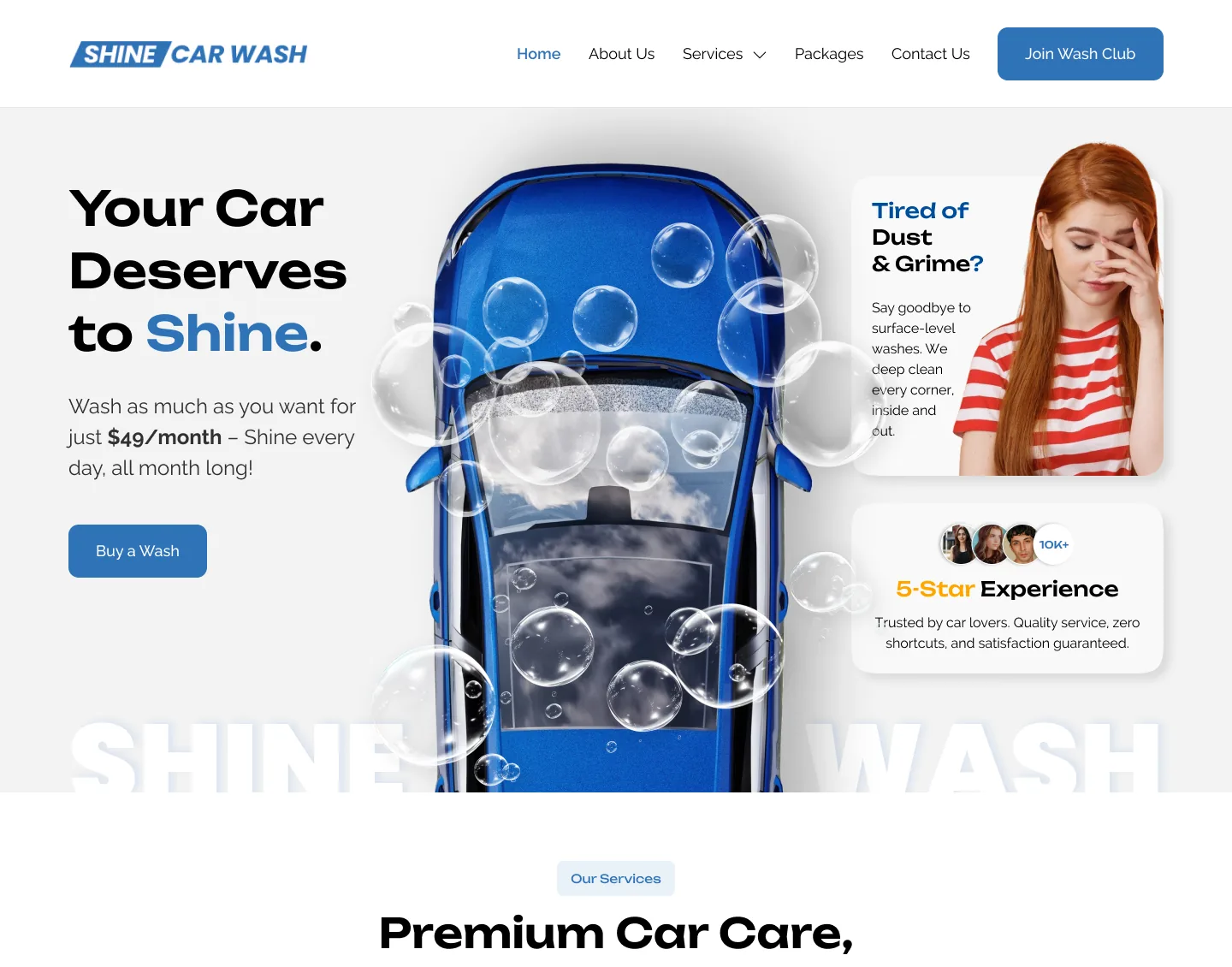 Shine Car Wash website design